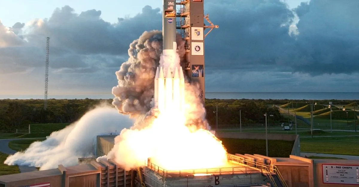 A Delta II rocket lifting off from Pad 17-B at Cape Canaveral, the launch vehicle that carried GPS satellites for three decades