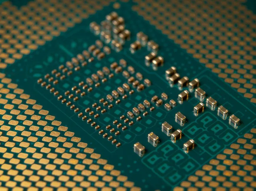A close-up of a modern microprocessor on a circuit board